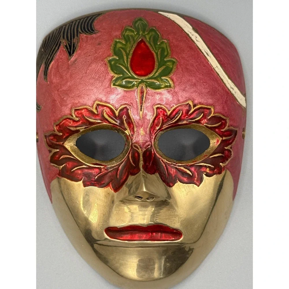 Vintage‎ Solid Brass Hand Painted Mask.